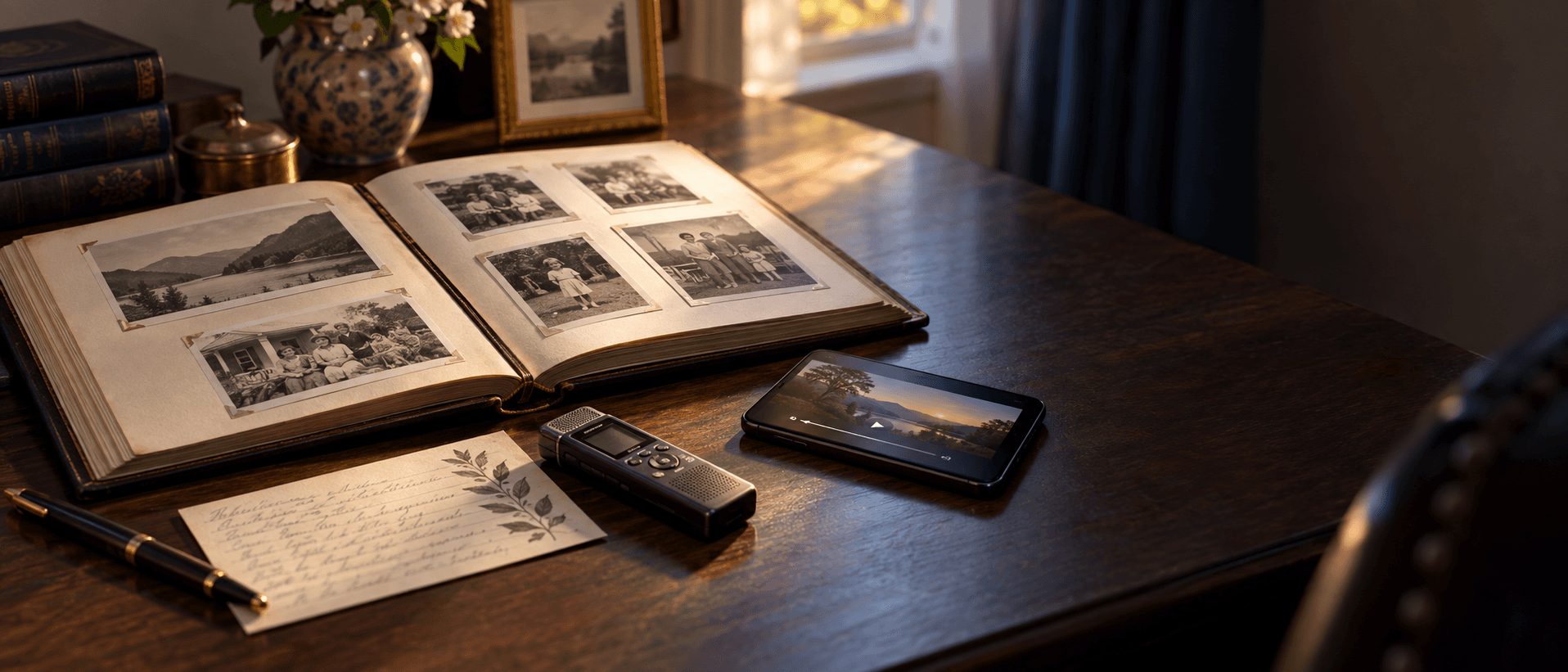 An heirloom family album with preserved recordings